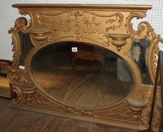 Gilt overmantel oval  mirror